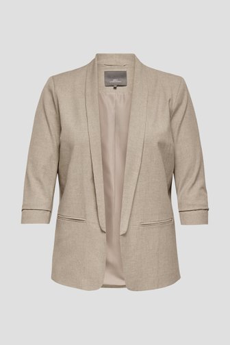 Voorkant van Beige blazer met 3/4 mouwen door ONLY Carmakoma voor Dames