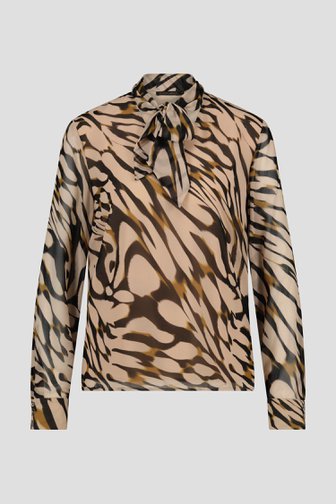 Beige blouse met animal print van Claude Arielle voor Dames