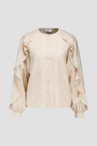 Voorkant van Beige blouse met rushes door Louise voor Dames