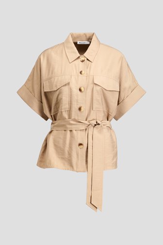 Voorkant van Beige blouse met striklint door D'Auvry voor Dames