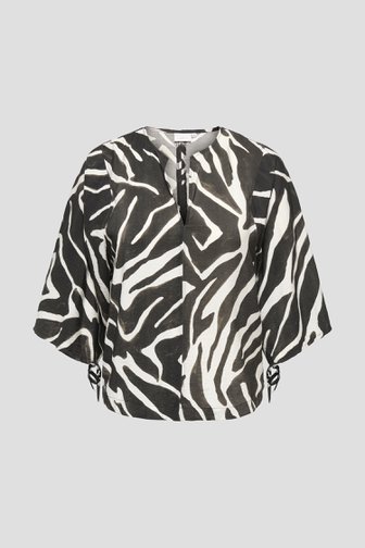 Voorkant van Beige blouse met zebraprint en lange mouwen door ONLY Carmakoma voor Dames