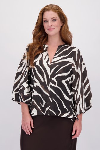 Voorkant van Beige blouse met zebraprint en lange mouwen door ONLY Carmakoma voor Dames