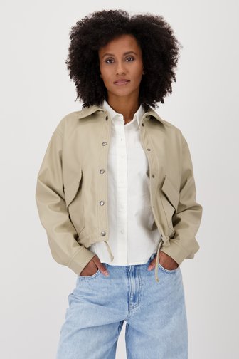 JDY Beige bomber jacket in leather look