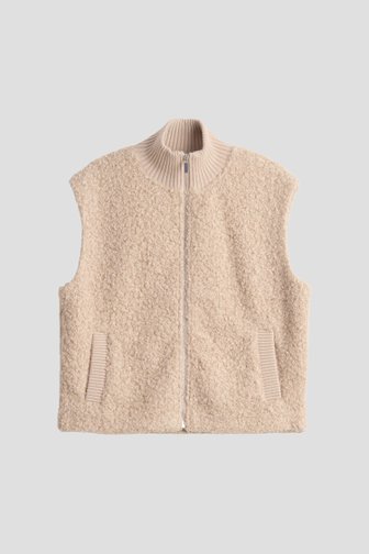 Voorkant van Beige bouclé bodywarmer  door Opus voor Dames