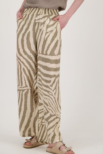 Beige broek met kaki zebra motief van JDY voor Dames