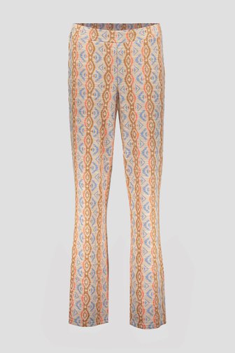 Beige broek met print en elastische tailleband van Geisha voor Dames