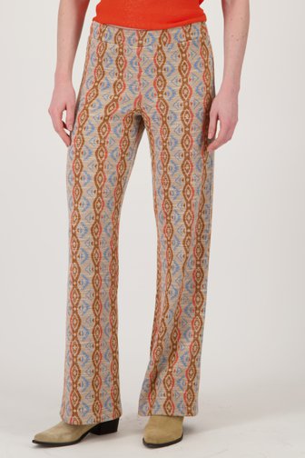 Beige broek met print en elastische tailleband van Geisha voor Dames