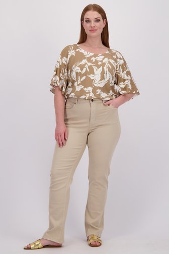 Voorkant van Beige broek - Straight fit door Kaffe Curve voor Dames