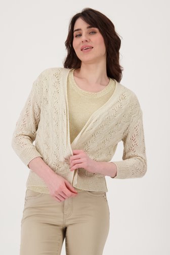 Beige-bruine cardigan met gehaakte look van Geisha voor Dames