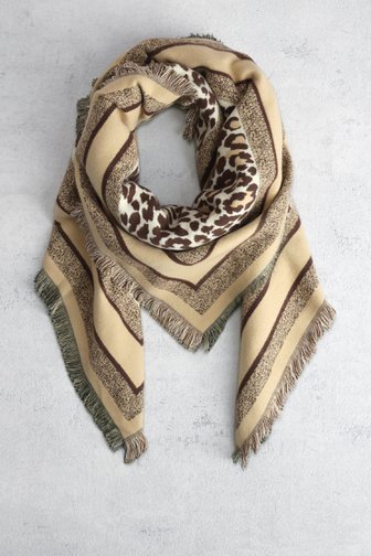 Voorkant van Beige-bruine sjaal met luipaardprint door Liberty Island voor Dames