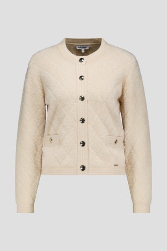 Voorkant van Beige cardigan met gouden knopen door More & More voor Dames