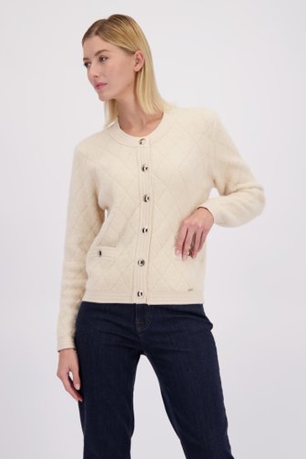 Voorkant van Beige cardigan met gouden knopen door More & More voor Dames