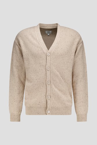 Voorkant van Beige cardigan met knopen door Casual Five voor Heren