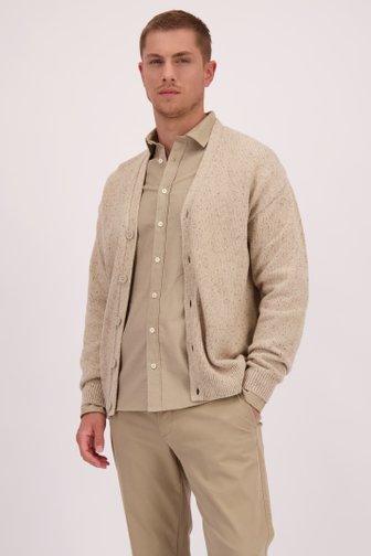 Voorkant van Beige cardigan met knopen door Casual Five voor Heren