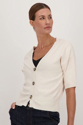 Beige cardigan met korte mouwen van More & More voor Dames
