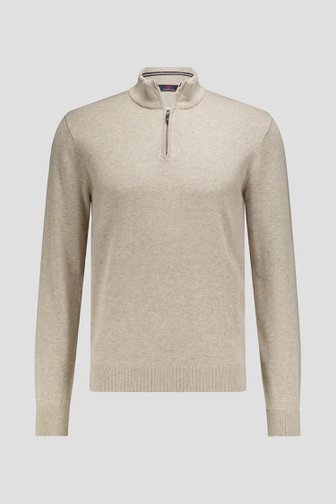 Voorkant van Beige cardigan met rits door Dansaert Blue voor Heren