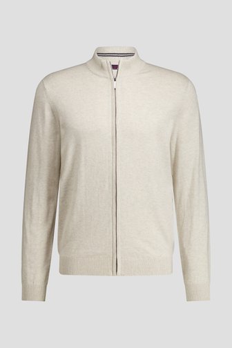 Voorkant van Beige cardigan met rits door Dansaert Blue voor Heren