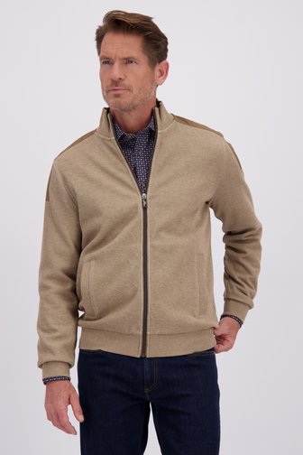 Voorkant van Beige cardigan met rits en opstaande kraag door Dansaert Blue voor Heren