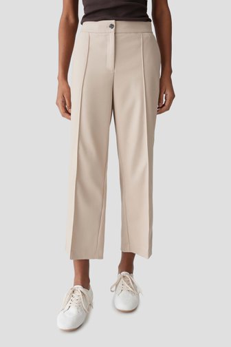 Voorkant van Beige cropped broek  in keperstof-look door Opus voor Dames