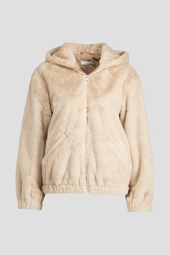 Productfoto 1 van Beige faux fur jasje met kap door Liberty Island voor Dames