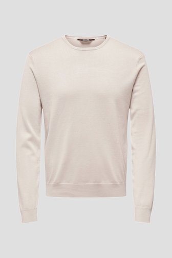 Beige fijn gebreide trui van ONLY & SONS voor Heren
