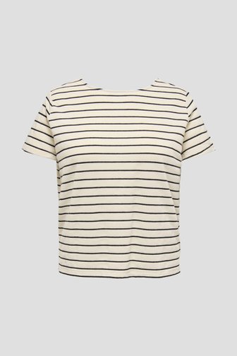 Beige gebreid T-shirt met zwart gestreept motief van Only Carmakoma voor Dames