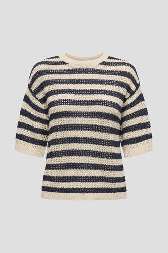 Beige gebreid truitje met blauw gestreept motief van JDY voor Dames