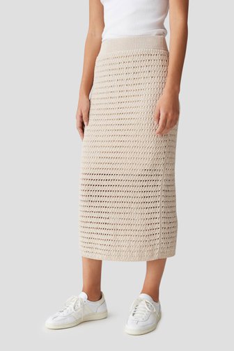 Opus Beige gebreide midirok