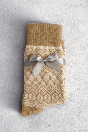 Voorkant van Beige gebreide sokken - 2 paar door Camano voor Dames