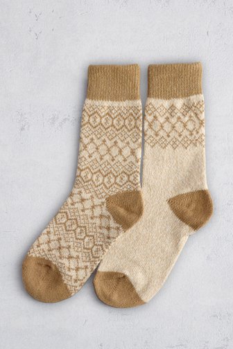 Voorkant van Beige gebreide sokken - 2 paar door Camano voor Dames
