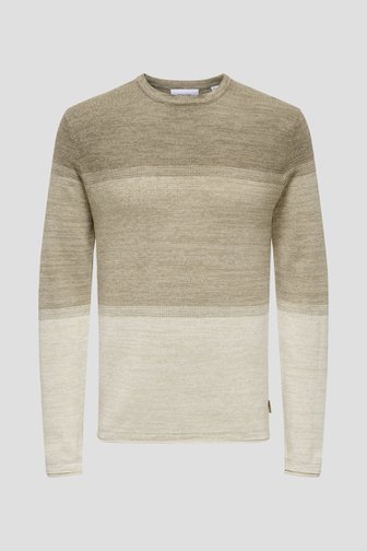 Beige gebreide trui met kleurverloop van ONLY & SONS voor Heren