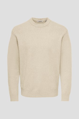 Voorkant van Beige gebreide trui met ronde hals  door Only & Sons voor Heren