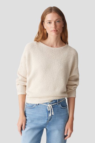 Beige gebreide trui met vleermuismouwen van Opus voor Dames