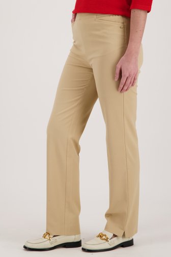 Beige geklede broek met een elastische taille van Claude Arielle voor Dames