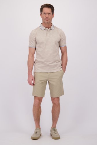 Voorkant van Beige gemêleerde polo met streep in kraag door Dansaert Blue voor Heren