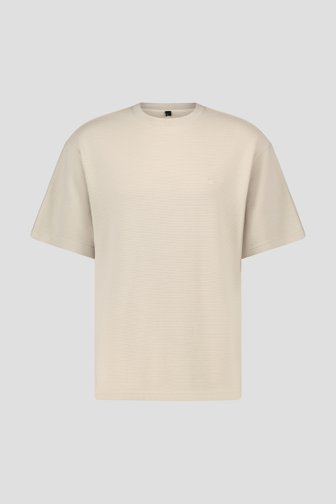 Beige geribbeld T-shirt - Collectie Metejoor van Ravøtt voor Heren