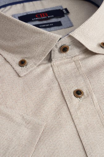Voorkant van Beige gestreept hemd - Comfort fit  door Dansaert Blue voor Heren