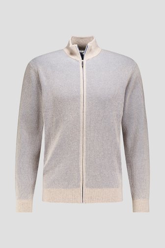 Voorkant van Beige gestreepte vest met wol  door Upper East voor Heren