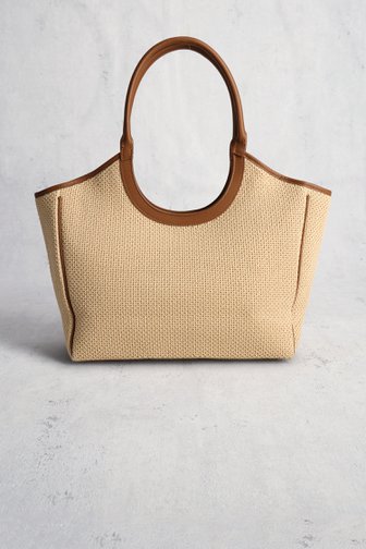 Voorkant van Beige gevlochten handtas door D'Auvry voor Dames