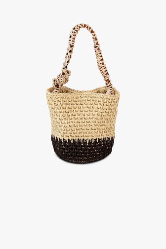 Opus Beige gevlochten handtasje
