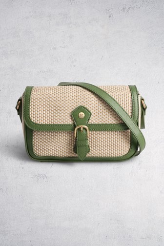 Voorkant van Beige-groene gevlochten schoudertas door Hexagona voor Dames