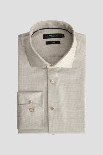 Beige hemd met fijn motief - Slim fit