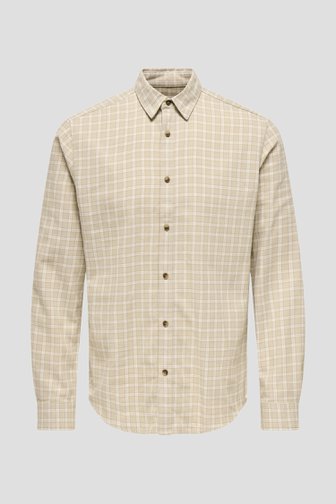 Productfoto 1 van Beige hemd met geruit motief - Slim fit  door Only & Sons voor Heren