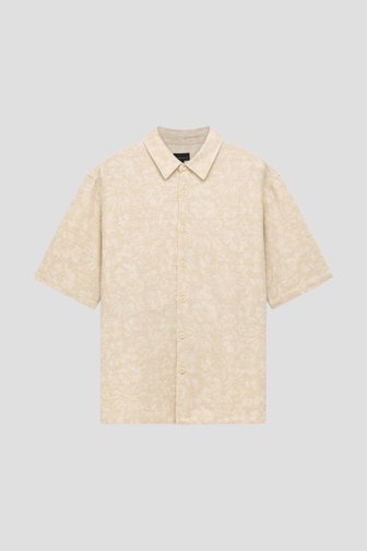 Voorkant van Beige hemd met subtiel bloemenmotief door Bluefields voor Heren