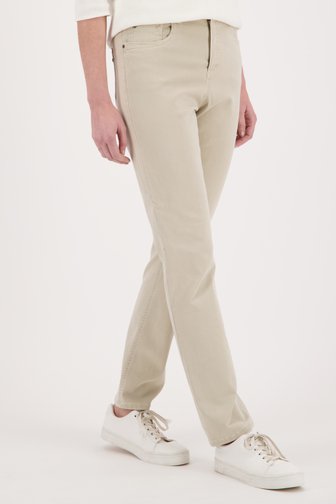 Beige jeans met elastische taille - straight fit van Anna Montana voor Dames