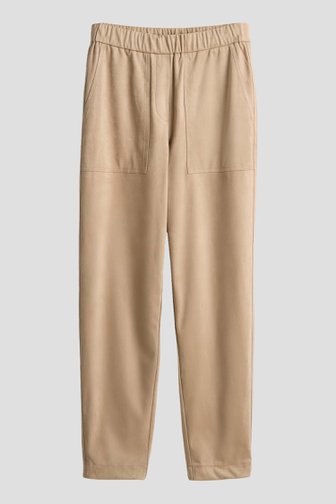 Voorkant van Beige joggingbroek met suède look door Opus voor Dames