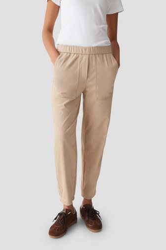 Voorkant van Beige joggingbroek met suède look door Opus voor Dames