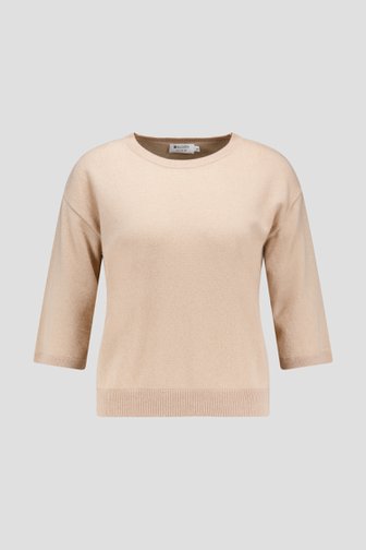 Voorkant van Beige kasjmier trui met korte mouwen  door D'Auvry Studio voor Dames