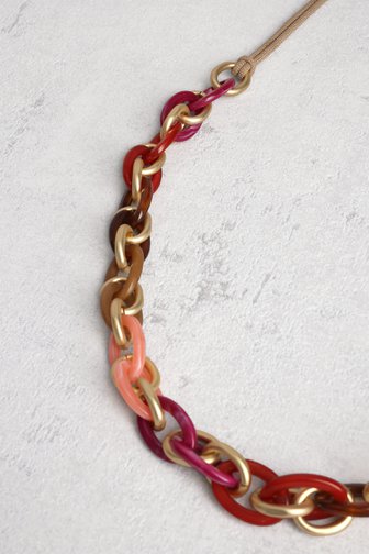 Voorkant van Beige ketting met kleurrijke schakels door Liberty Island voor Dames