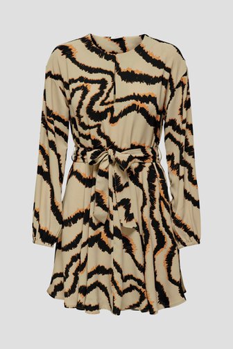 Beige kleedje met oranje-zwarte print van JDY voor Dames